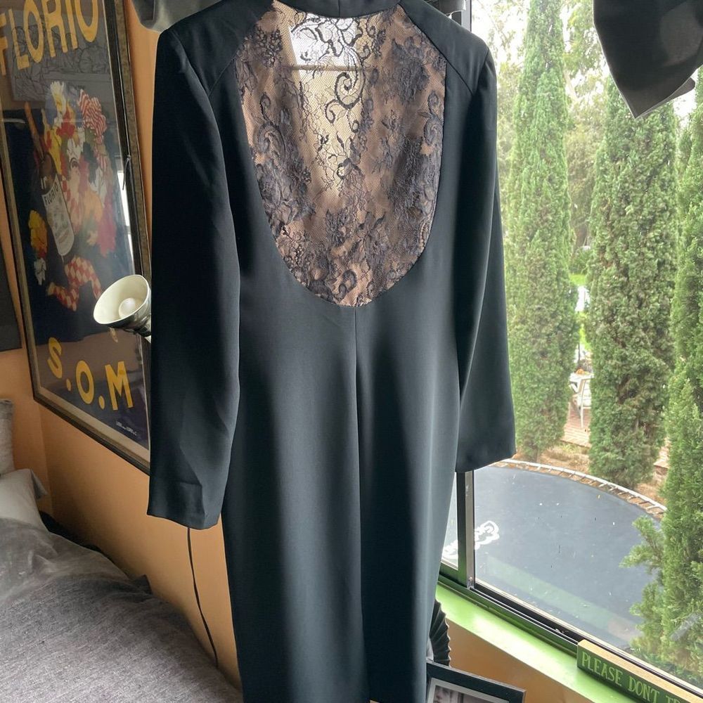 Vintage Albert Nipon black long sleeve dress size 8 MADE IN USA - Picture 4 of 11